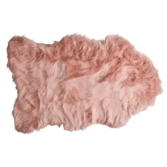 Dusty Rose Faux Sheepskin Washable Area Rug Photo 1