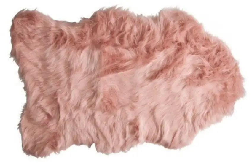 Dusty Rose Faux Sheepskin Washable Area Rug Photo 1