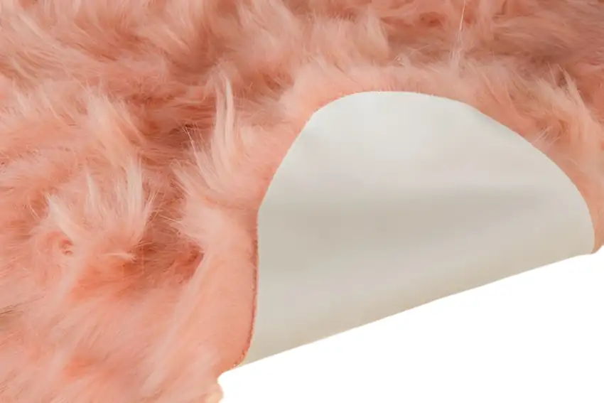 Dusty Rose Faux Sheepskin Flokati Washable Area Rug Photo 3