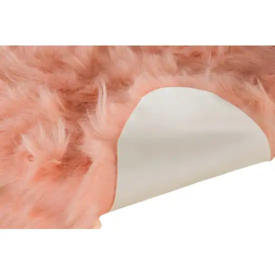 Dusty Rose Faux Sheepskin Flokati Washable Area Rug Photo 3