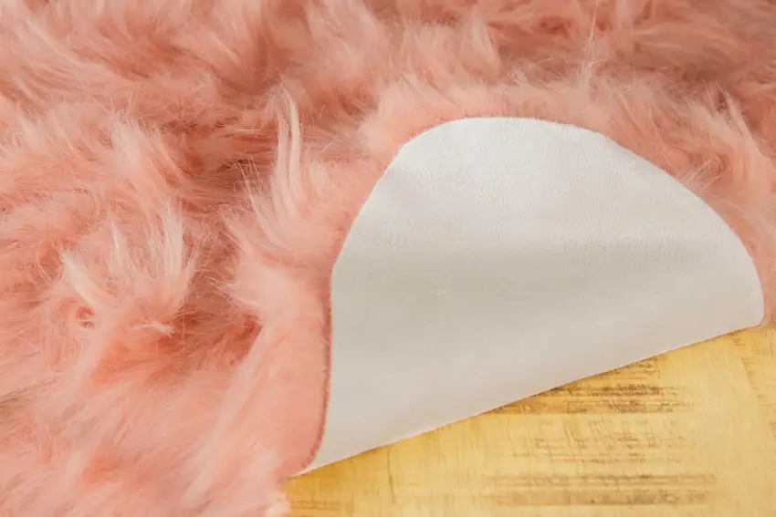 Dusty Rose Plush Faux Sheepskin Area Rug Photo 3