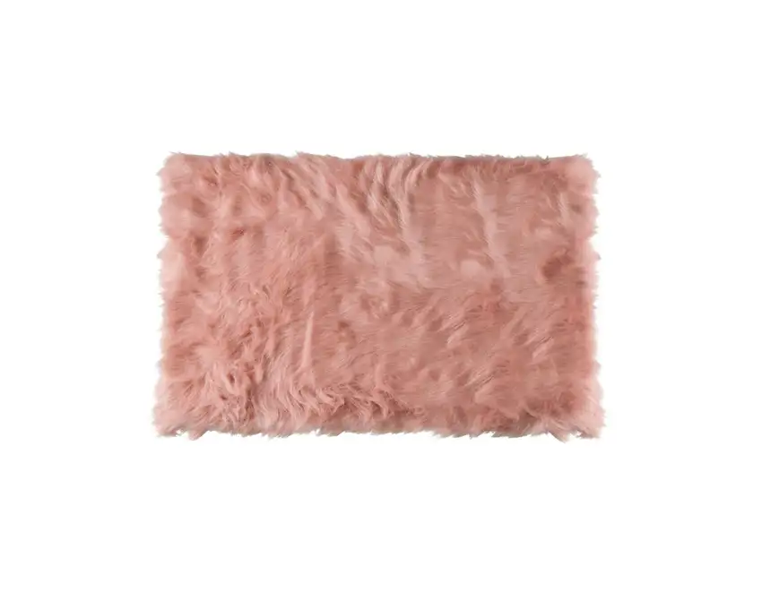 Dusty Rose Plush Faux Sheepskin Area Rug Photo 1