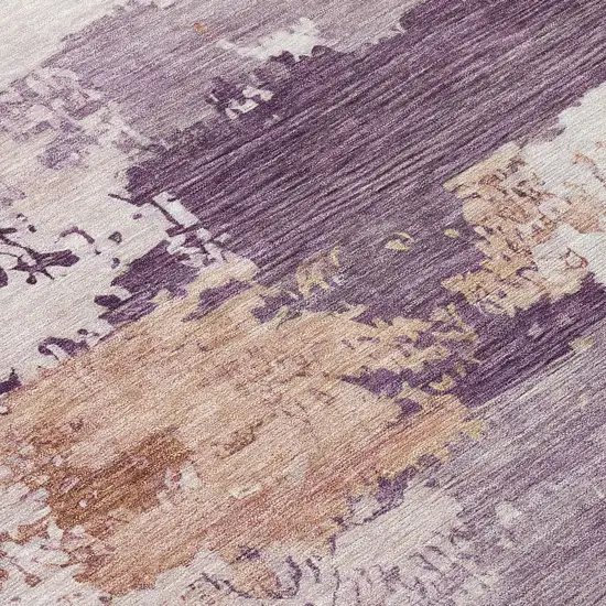 Eggplant And Beige Abstract Washable Indoor Outdoor Area Rug Photo 1