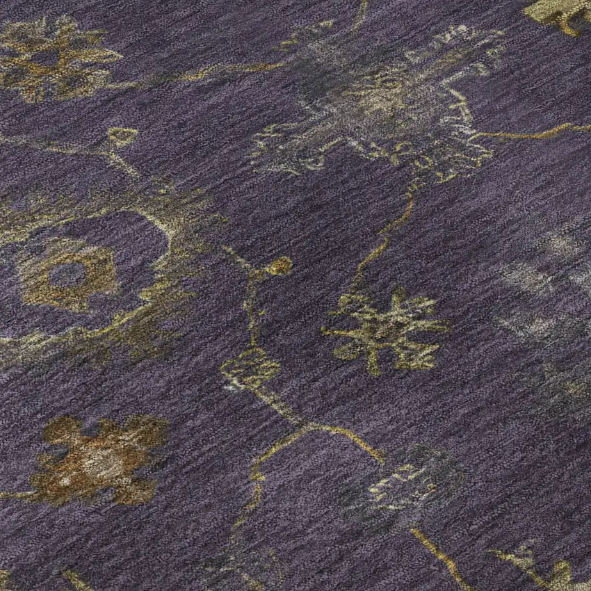 Eggplant And Beige Oriental Washable Area Rug With UV Protection Photo 8