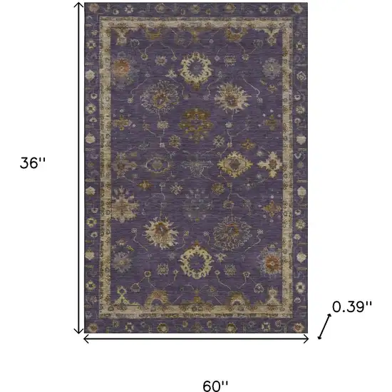 Eggplant And Beige Oriental Washable Area Rug With UV Protection Photo 9