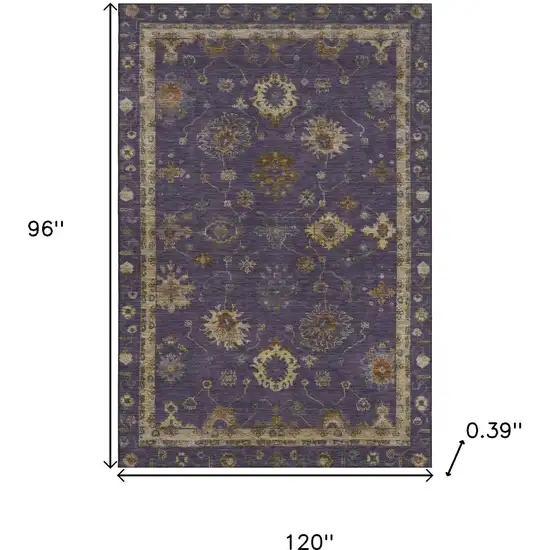Eggplant And Beige Oriental Washable Area Rug With UV Protection Photo 9