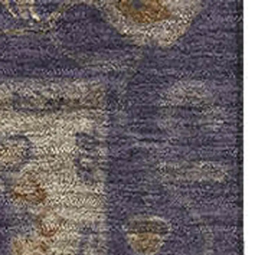 Eggplant And Beige Oriental Washable Area Rug With UV Protection Photo 3