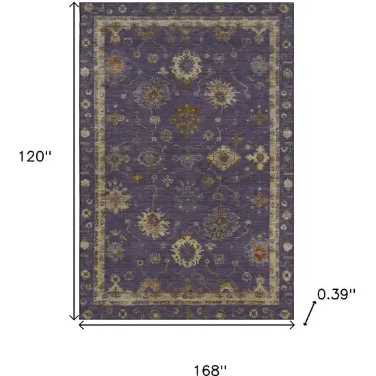 Eggplant And Beige Oriental Washable Area Rug With UV Protection Photo 9