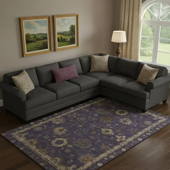 Eggplant And Beige Oriental Washable Area Rug With UV Protection Photo 2