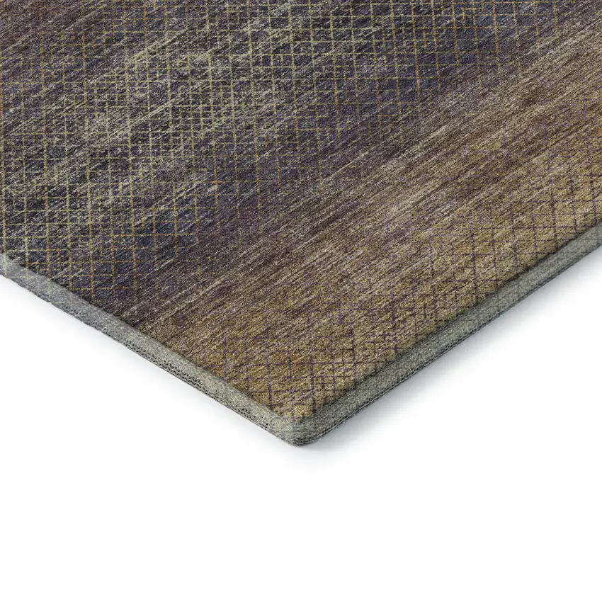Eggplant And Brown Geometric Washable Area Rug With UV Protection Photo 9
