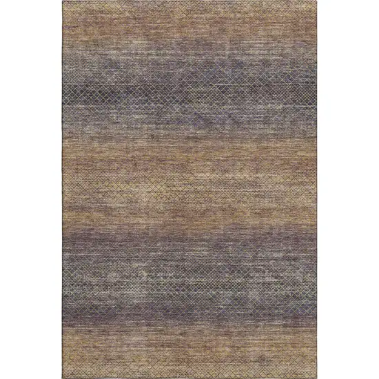 Eggplant And Brown Geometric Washable Area Rug With UV Protection Photo 7
