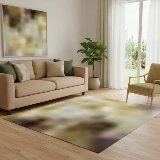 Eggplant And Brown Geometric Washable Area Rug With UV Protection Photo 2