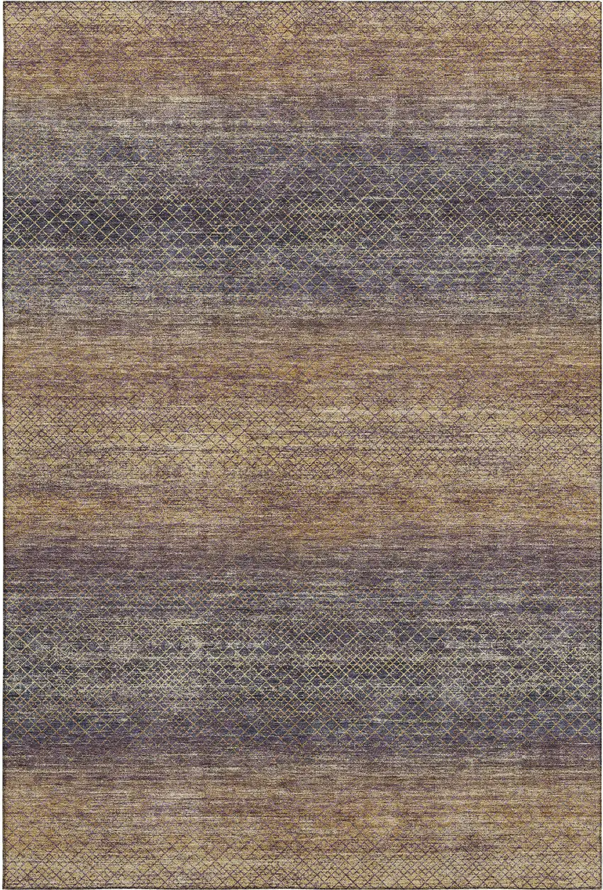 Eggplant And Brown Geometric Washable Area Rug With UV Protection Photo 6