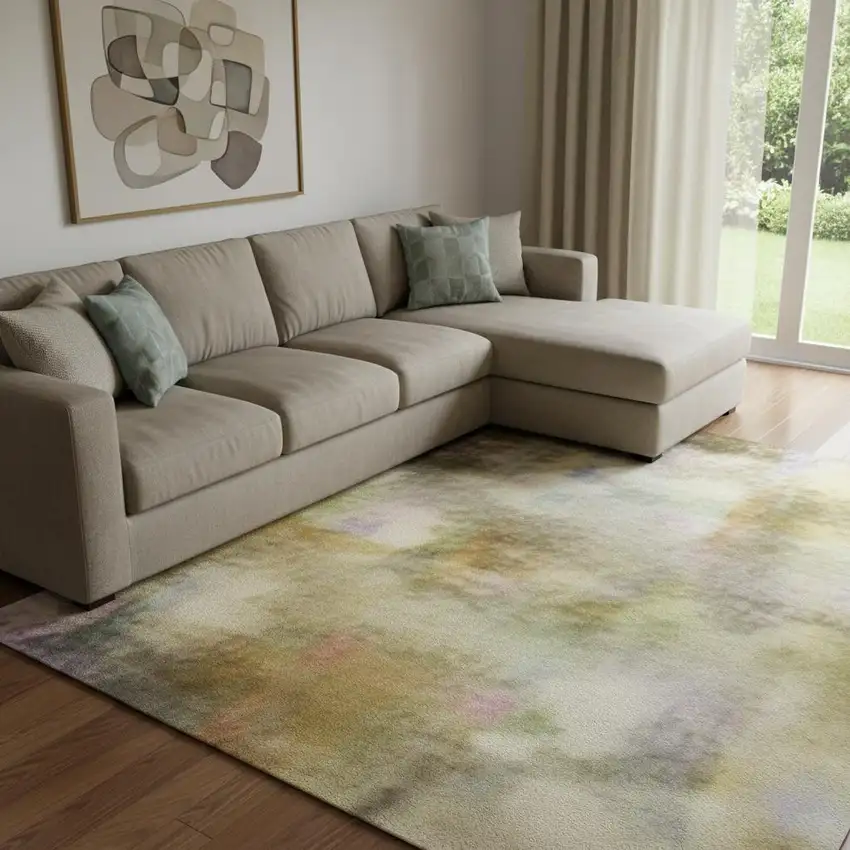 Eggplant And Brown Geometric Washable Area Rug With UV Protection Photo 2