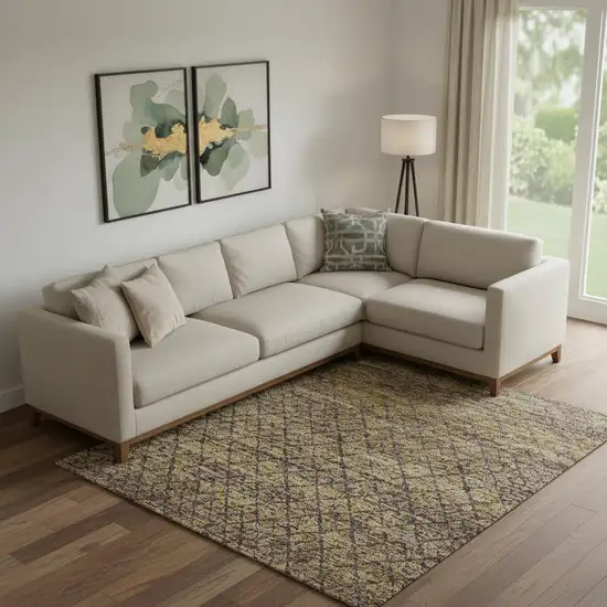 Eggplant And Brown Geometric Washable Area Rug With UV Protection Photo 2