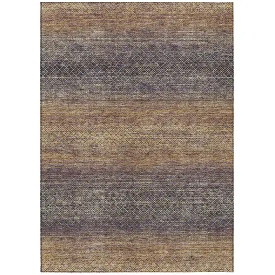 Eggplant And Brown Geometric Washable Indoor Outdoor Area Rug Photo 7