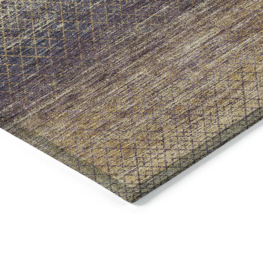 Eggplant And Brown Geometric Washable Indoor Outdoor Area Rug Photo 8