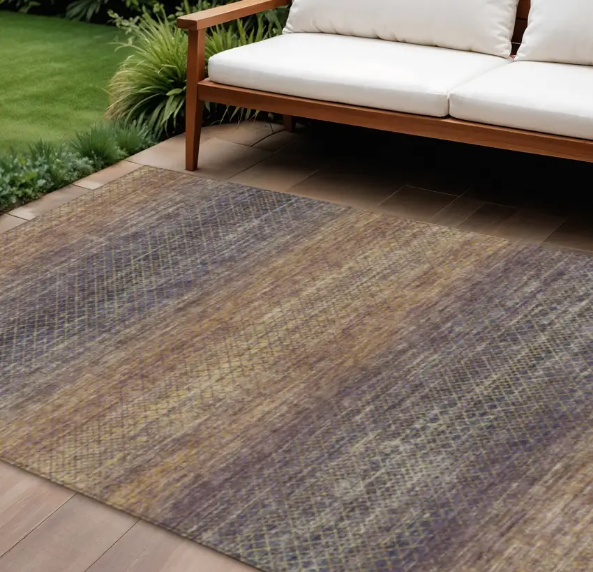 Eggplant And Brown Geometric Washable Indoor Outdoor Area Rug Photo 2