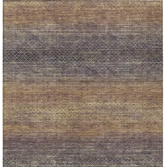 Eggplant And Brown Geometric Washable Indoor Outdoor Area Rug Photo 1