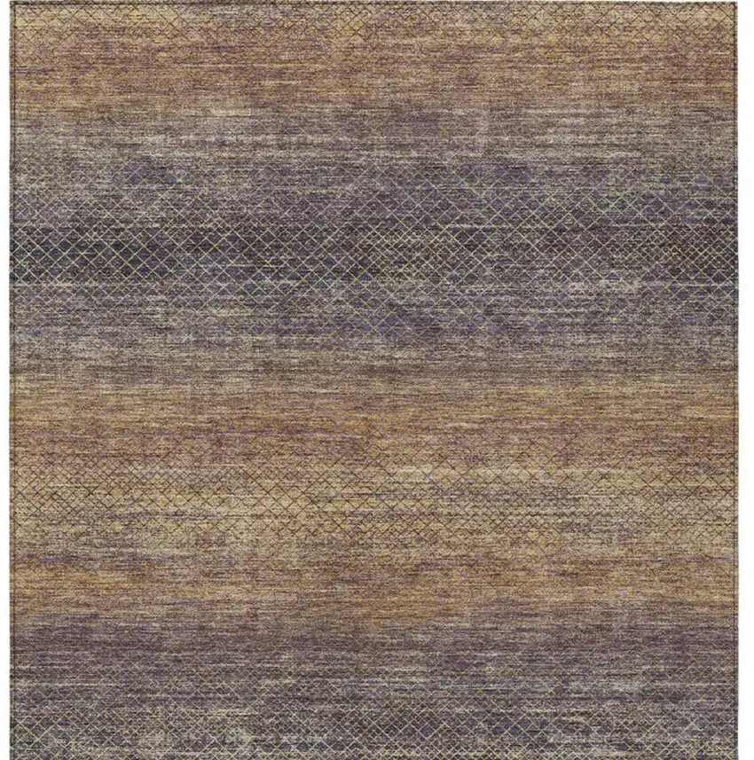 Eggplant And Brown Geometric Washable Indoor Outdoor Area Rug Photo 1