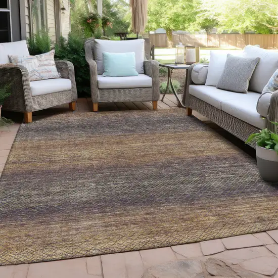 Eggplant And Brown Geometric Washable Indoor Outdoor Area Rug Photo 4