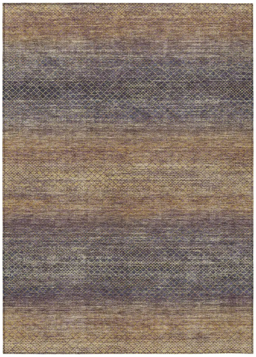 Eggplant And Brown Geometric Washable Indoor Outdoor Area Rug Photo 8