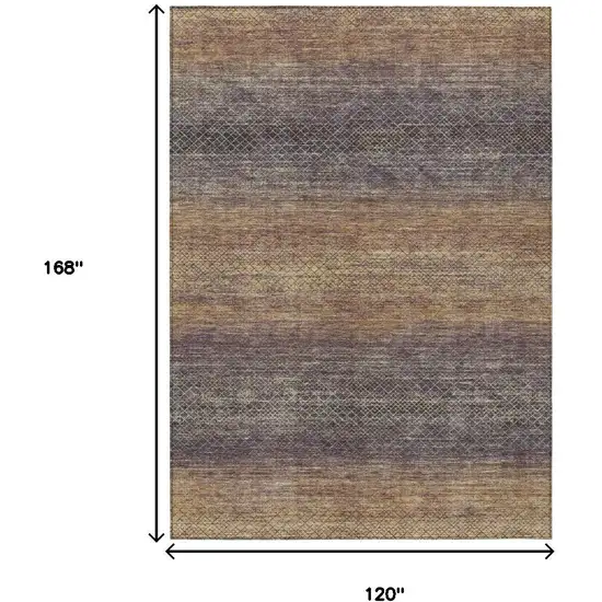 Eggplant And Brown Geometric Washable Indoor Outdoor Area Rug Photo 9