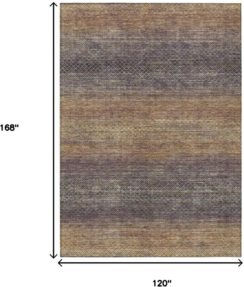 Eggplant And Brown Geometric Washable Indoor Outdoor Area Rug Photo 9