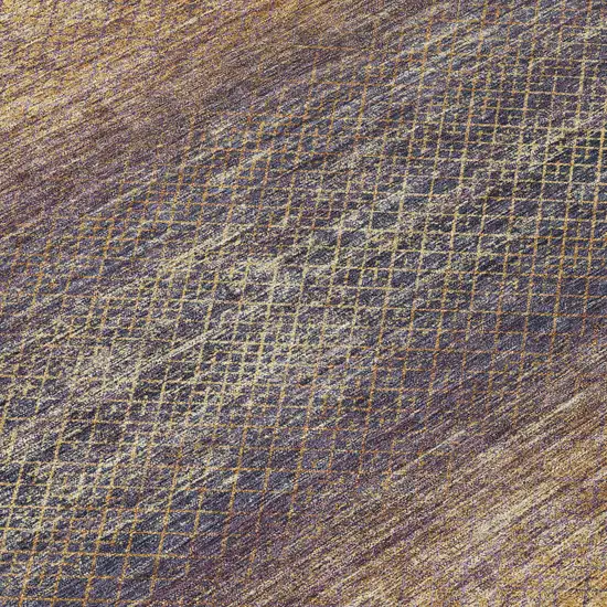 Eggplant And Brown Geometric Washable Indoor Outdoor Area Rug Photo 8