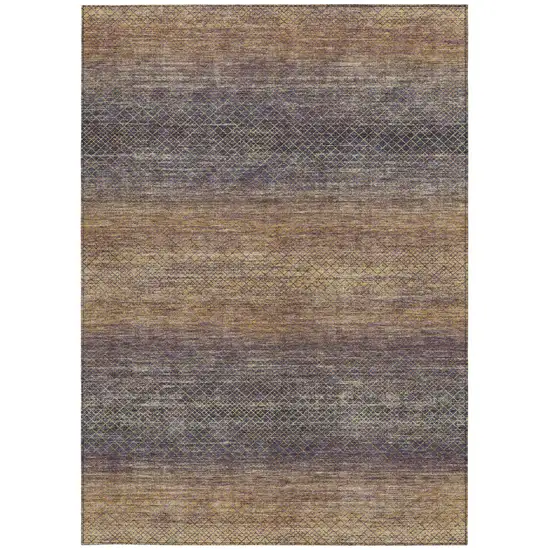 Eggplant And Brown Geometric Washable Indoor Outdoor Area Rug Photo 1