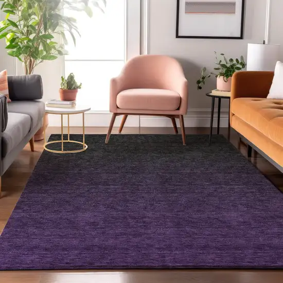Eggplant And Charcoal Ombre Washable Area Rug With UV Protection Photo 5