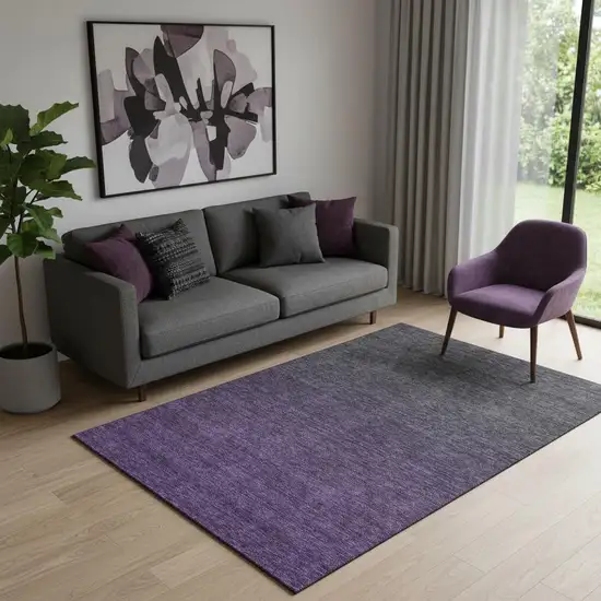Eggplant And Charcoal Ombre Washable Area Rug With UV Protection Photo 1