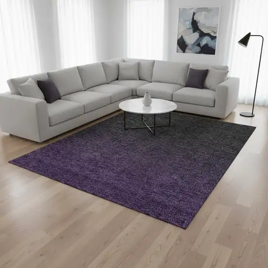 Eggplant And Charcoal Ombre Washable Area Rug With UV Protection Photo 2