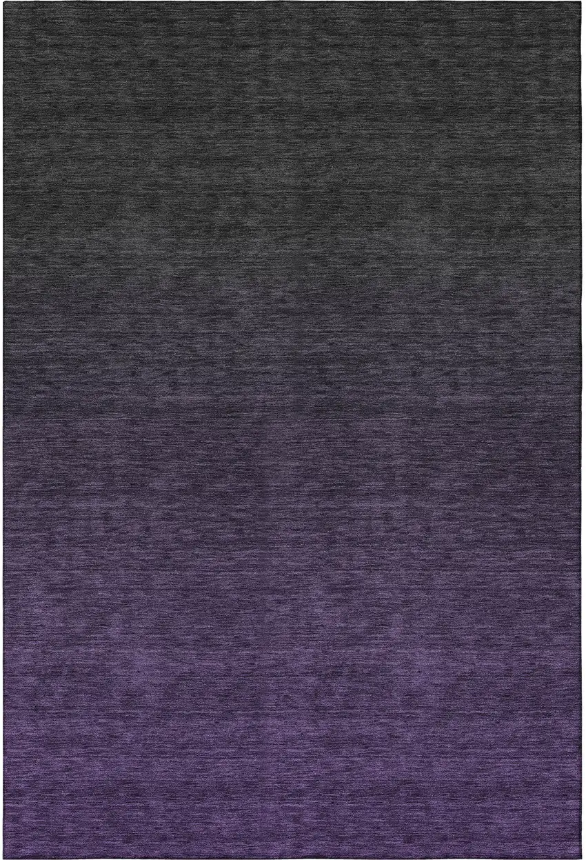 Eggplant And Charcoal Ombre Washable Area Rug With UV Protection Photo 4