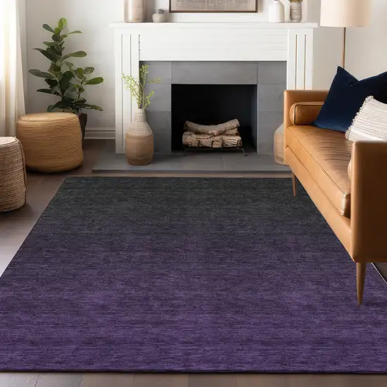 Eggplant And Charcoal Ombre Washable Area Rug With UV Protection Photo 5