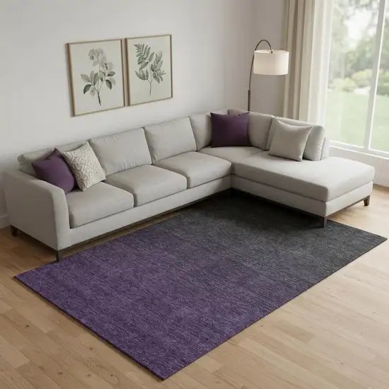 Eggplant And Charcoal Ombre Washable Area Rug With UV Protection Photo 1