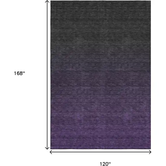 Eggplant And Charcoal Ombre Washable Area Rug With UV Protection Photo 3