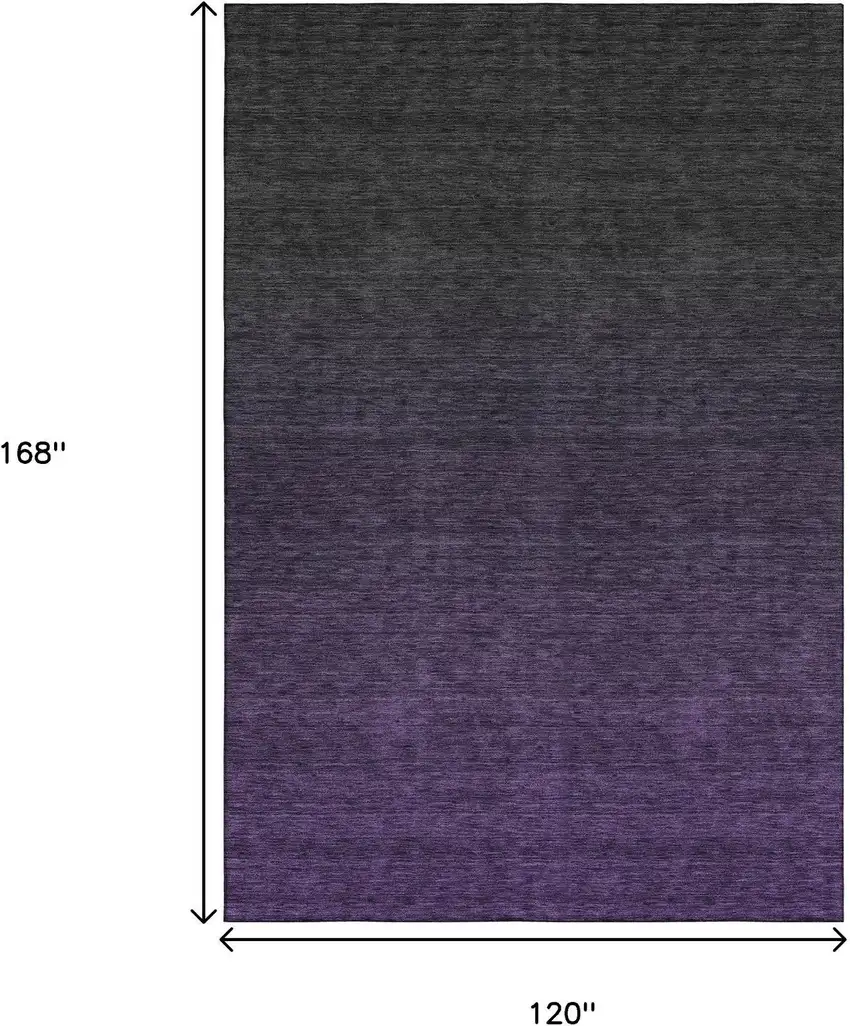 Eggplant And Charcoal Ombre Washable Area Rug With UV Protection Photo 3