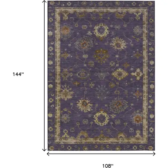 Eggplant And Gold Floral Washable Indoor Outdoor Area Rug Photo 9