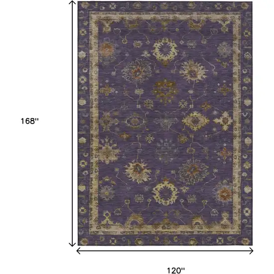 Eggplant And Gold Floral Washable Indoor Outdoor Area Rug Photo 9