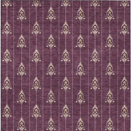 Eggplant And Graphite Geometric Washable Indoor Outdoor Area Rug Photo 3
