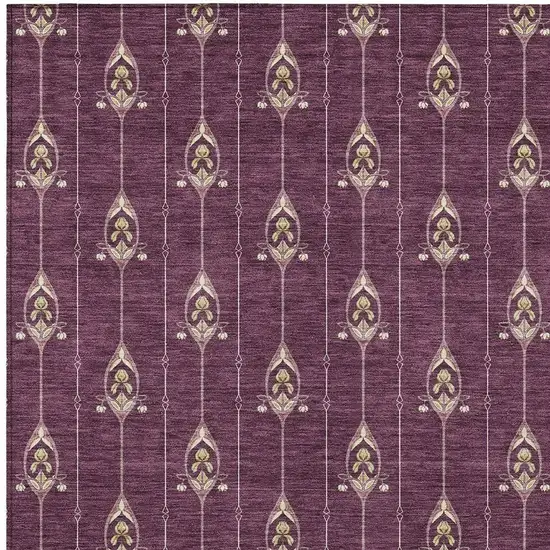 Eggplant And Graphite Geometric Washable Indoor Outdoor Area Rug Photo 5