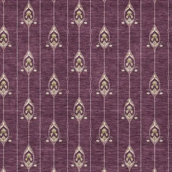 Eggplant And Graphite Geometric Washable Indoor Outdoor Area Rug Photo 5