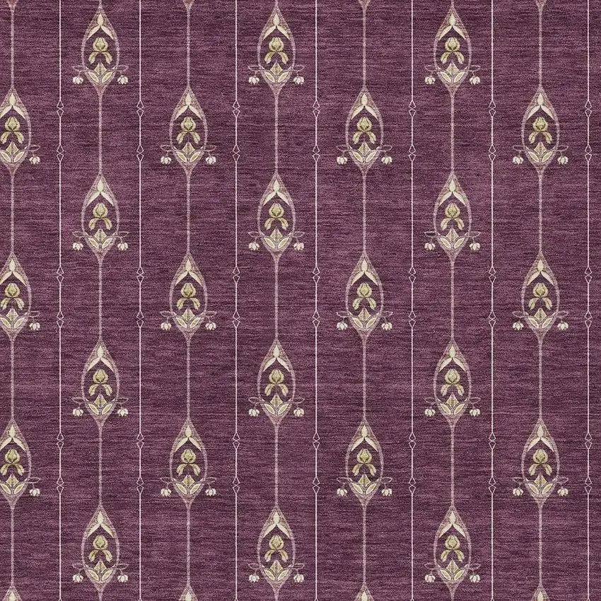 Eggplant And Graphite Geometric Washable Indoor Outdoor Area Rug Photo 5