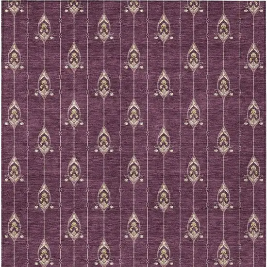 Eggplant And Graphite Geometric Washable Indoor Outdoor Area Rug Photo 6