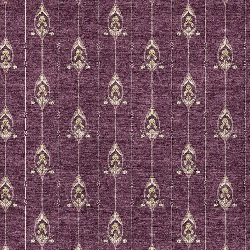 Eggplant And Graphite Geometric Washable Indoor Outdoor Area Rug Photo 3