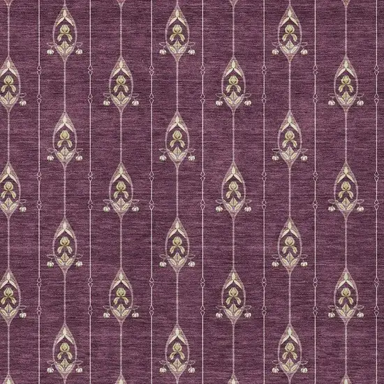 Eggplant And Graphite Geometric Washable Indoor Outdoor Area Rug Photo 3