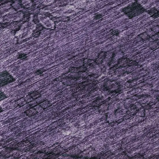 Eggplant And Gray Floral Washable Area Rug With UV Protection Photo 9