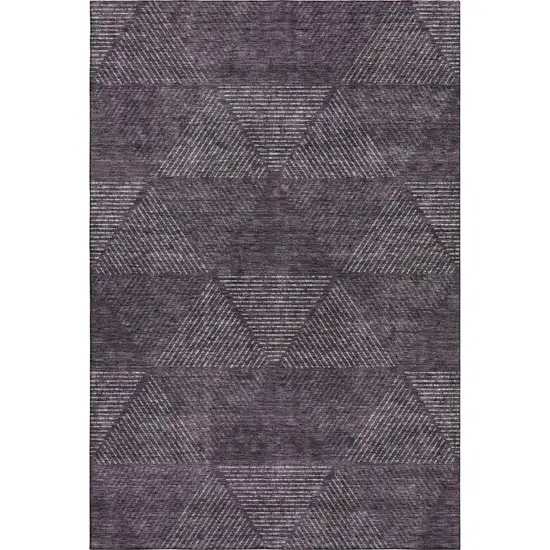Eggplant And Gray Geometric Washable Area Rug With UV Protection Photo 1