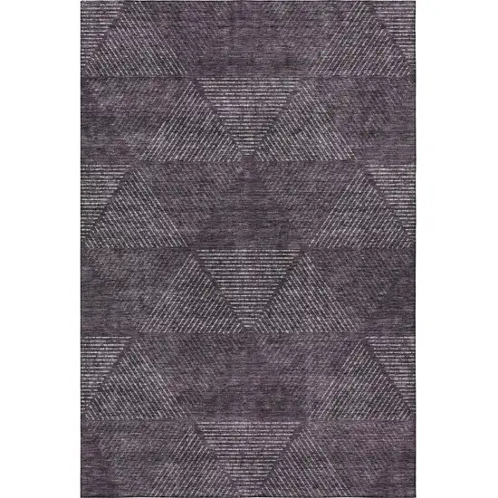 Eggplant And Gray Geometric Washable Area Rug With UV Protection Photo 4
